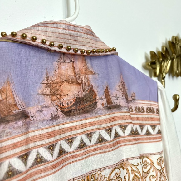 🆕🌸Mediterranean boho chic studed print dressS/M - Picture 5 of 10